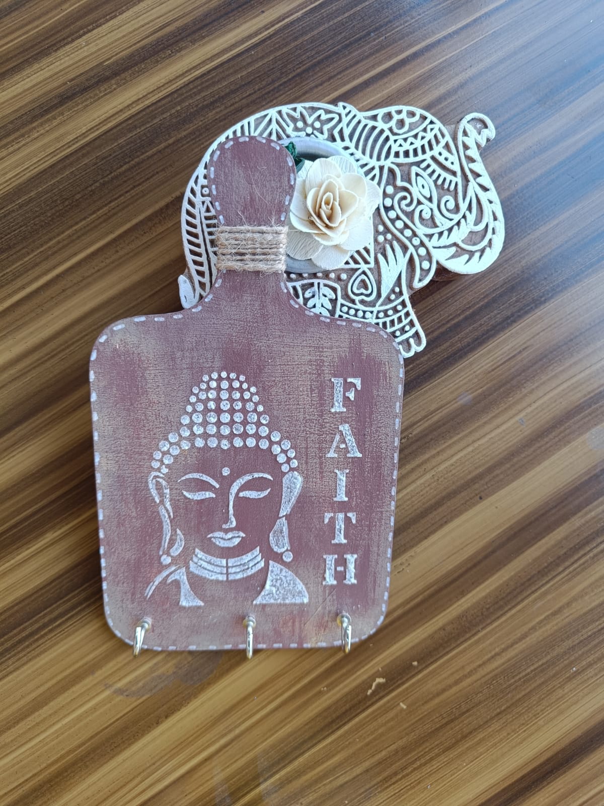 Handcrafted Buddha Faith Wooden Decor Board